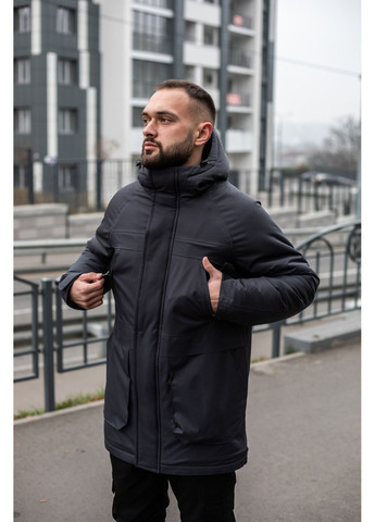 Чорна зимня куртка парка зимова чоловіча добре відштовхує воду і відмінно зберігає тепло No Brand