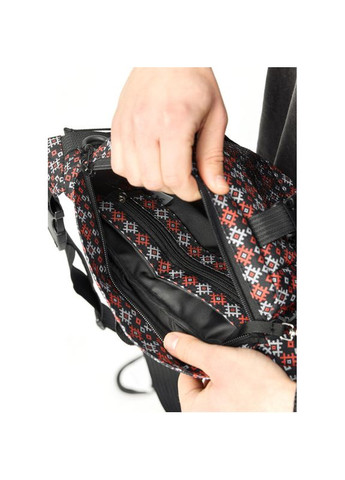 Большая мужская поясная сумка бананка DynamicDart черная тканевая принт Sambag (329692762)