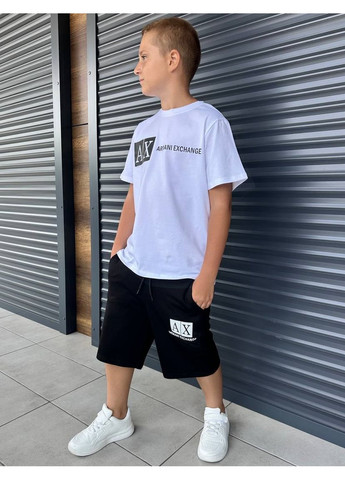 Чорно-білий літній костюм футболка + шорти хлопчик No Brand