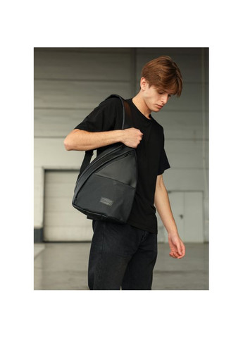 Чоловіча сумка слінг через плече Brooklyn чорна з перфорацією Sambag (369368700)