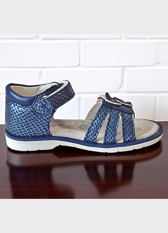 Темно-синие босоножки ортопедические для девочки сандалии на липучках Clibee