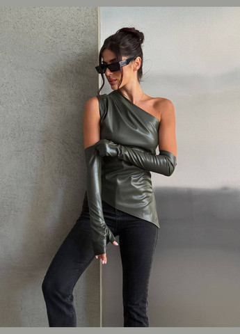 Стильний трендовий топ під шкіру з рукавичками Vakko (323013265)