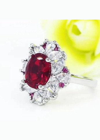Унікальна жіноча каблучка з червоним кубічним цирконієм обручка з любов'ю розмір 18 Fashion Jewelry (289355703)