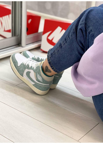 КРОССОВКИ ЖЕНСКИЕ NIKE AIR JORDAN 1 RETRO HIGH BLUE-GREEN WHITE НАЙК АИР ДЖОРДАН No Brand серые демисезоны (367167499)