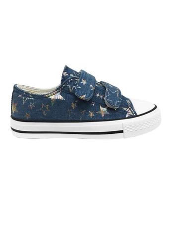 Синій дитячі кеди для дівчинки на липучках з принтом сині No Brand