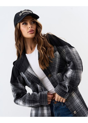 Черная повседневный, кэжуал рубашка в клетку ISSA PLUS с длинным рукавом