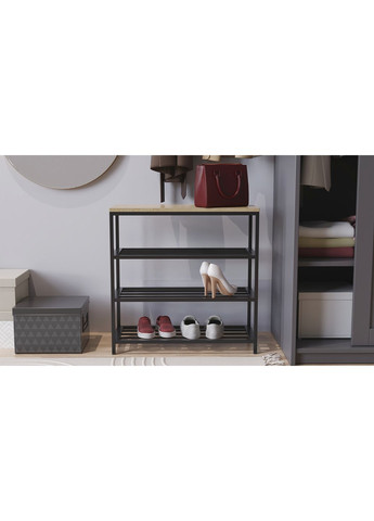 Полка для обуви Слайм 3 635x630x260 Черный металл ДСП 16 мм (FRD-105158) Ferrum-decor (353501402)
