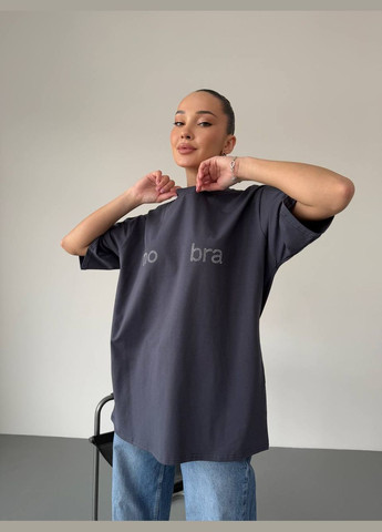 Женская футболка оверсайз со стразами No Brand Р4936-483 - (347175992)