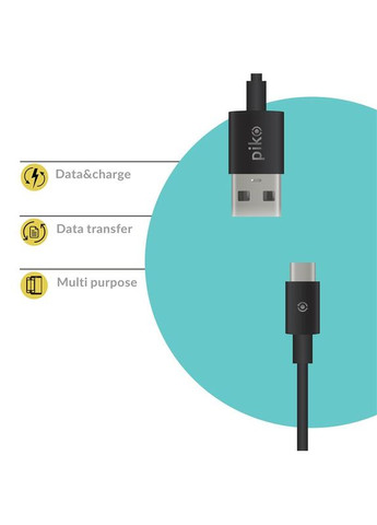Кабель CB-UT11 USB - USB Type-C (M/M), 1.2 м, Black (1283126489174) Piko (336958077)