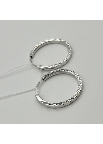 Сережки-кільця срібні з алмазною гранню d=24мм 1,95 г No Brand (369736588)