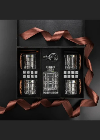 Оригинальные бокалы для виски и графин Bohemia Timesquare и камнями для виски 320 мл Handmade WS407D (345646814)