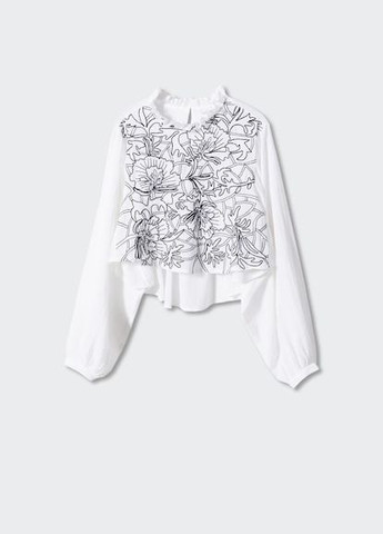 Біла вишита бавовняна блузка Mango