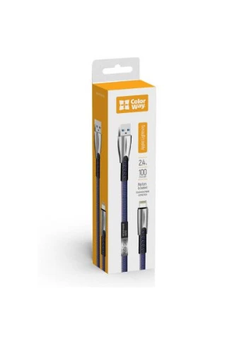 Дата кабель USB 2.0 AM to Lightning 1.0m zinc alloy blue (CW-CBUL010-BL) Colorway (396668086)