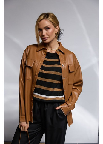 Сорочка-жакет з екошкіри 2203 Кемел Triko Bakh (368650792)