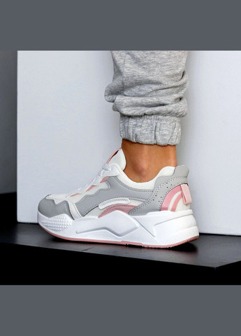 Жіночі кросівки білі з сірими та рожевими вставками, екошкіра + текстиль, весна-літо Navigator Кросівки білі літо (346146180)