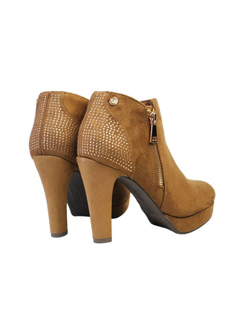 Коричневые демисезонные замшевые ботильоны со стразами 38 коричневый XTI