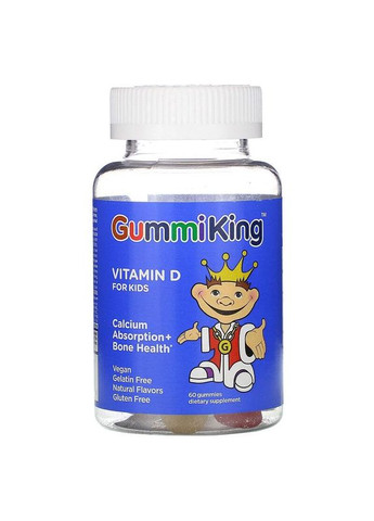 Витамин Д для детей GummiKing Vitamin D для здоровья костей 60 жевательных мармеладок Gummi King (266554685)