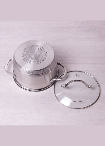 Кастрюля 2.1 л нержавеющая сталь с крышкой 7-слойное дно Kamille (332993935)