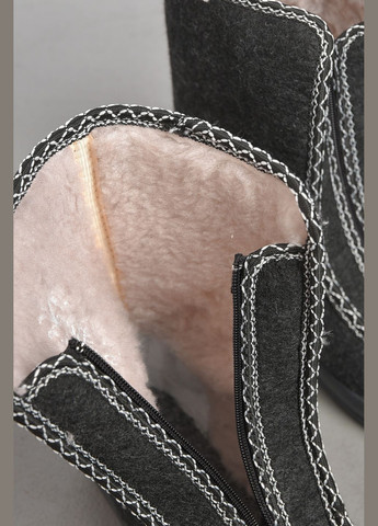 Черные бурки женские на меху черно-серого цвета Let's Shop