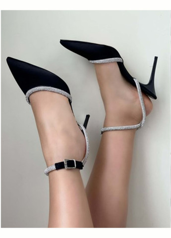 No Brand Праздничные атласные туфли с камешками. черный з текстиль, — лето (300578259)