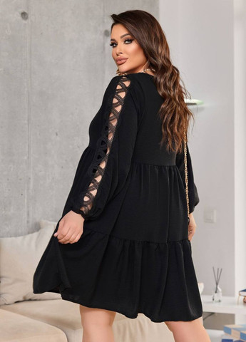 Чорна повсякденний стильна молодіжна сукня з мереживом No Brand однотонна