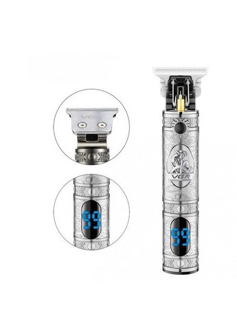 Беспроводной аккумуляторный триммер машинка для стрижки V-228 с сменными насадками 1-3 мм Серебристый VGR (298875753)