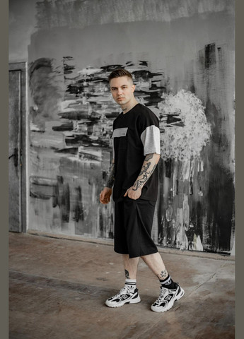 Черная 2 в 1 футболка + шорты трикотаж высокого качества No Brand