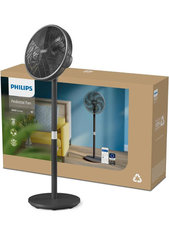 Вентилятор напольный Series 3000, 40см, 48Вт, управление через смартфон, регулировка высоты, Philips (342114014)