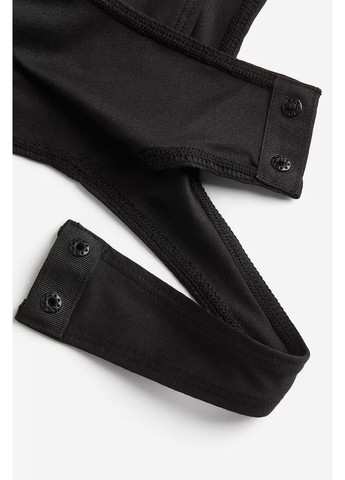 Женский черный боди с длинными рукавами из сетчатой ткани с пайетками -XS H&M (355873852)