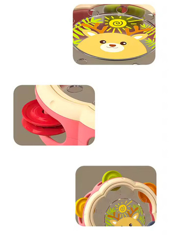 Дитячий бубон 17 см з дзвіночками та малюнком оленяти | Музичний інструмент для дітей No Brand (364553187)