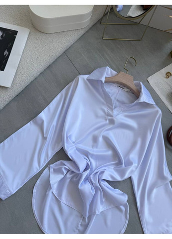 Белая кэжуал рубашка однотонная Україна с длинным рукавом