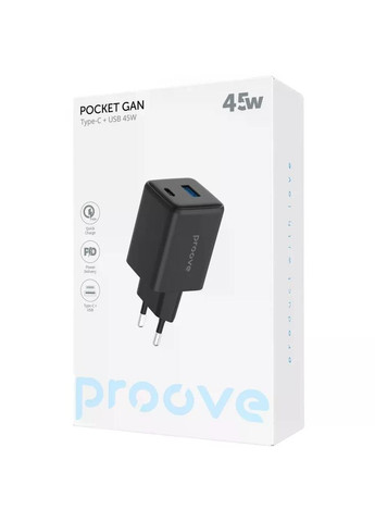 Швидка зарядка Pocket GaN 45W (Type-C+USB) (WCPG45110002) (73249) Proove (356005194)
