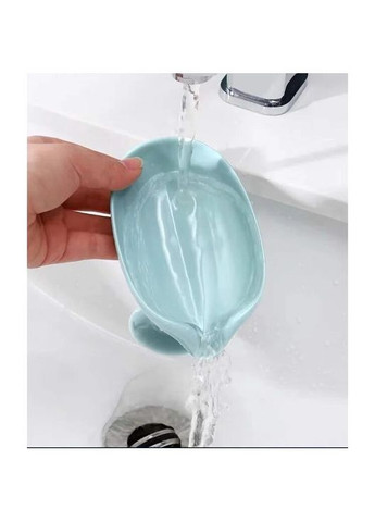 Мильниця на ніжці зі зливом для води на присосці у формі пелюстки зелена в ванну кімнату або кухню No Brand (348112182)