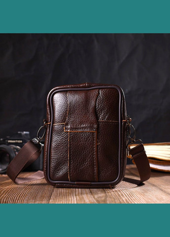 Сумка мужская через плечо бананка кожаная 21484 Коричневая Vintage (302009187)