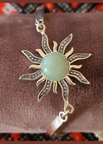 Браслет срібло 925 проба Сонце з камінням (нефрит) No Brand (328263859)