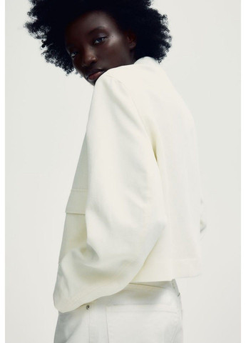 Молочна літня жіноча лляна куртка бомбер н&м (57016) xs молочна H&M