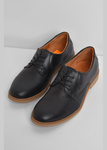 Черные туфли подросток для мальчика черного цвета со шнурками Let's Shop