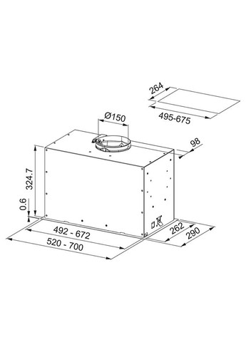 Витяжка вбудовувана Box Flush EVO, 52см, 1035м3г, FBFE XS A52, нерж FRANKE (314775687)