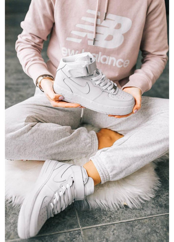 Білі Осінні кросівки чоловічі nike air force 1 classic high white найк аір форс 1 преміум No Brand