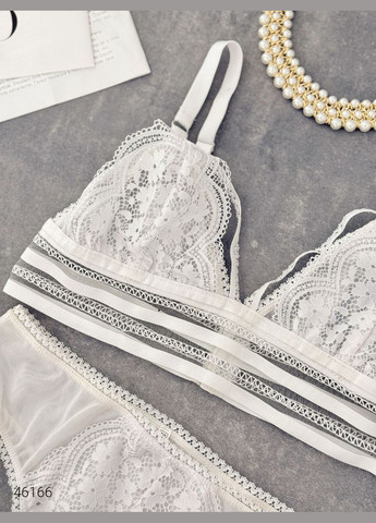 Белый летний комплект женского белья топ+трусы Liton