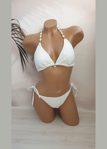 Білий літній молодіжний купальник шторка жатка роздільний No Brand