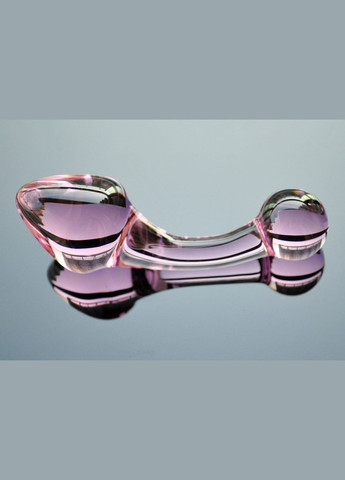 Анальний затор 3,8 см подвійний двосторонній рожевий Ice Cherry скло на подарунок Lynx (303909047)