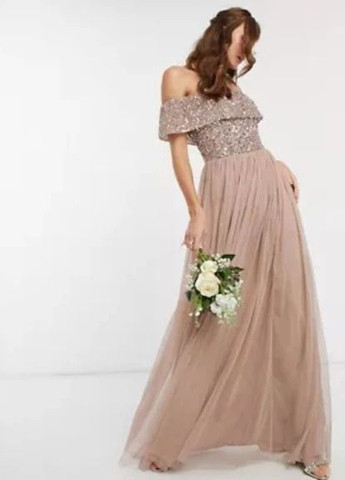 Бежева святковий сукня Maya однотонна