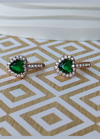 Позолочені сережки ксюпінг xuping позолота медичне золото медична сталь зелений камінь Xuping Jewelry (336190246)