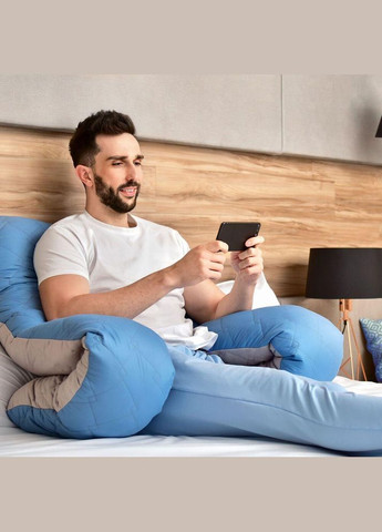 Наволочка для П-подушки для беременных сна и отдыха 140х75х20 см стеганая с молнией джинс микрофибра IDEIA (334726719)