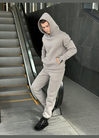 Зимове чоловіче худі на флісі сіре No Brand (346085198)