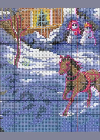 Набір для вишивання за нанесеною на канву схемою "Dusk in the snow". AIDA 14CT printed, 53*41 см Joy Sunday (313614260)