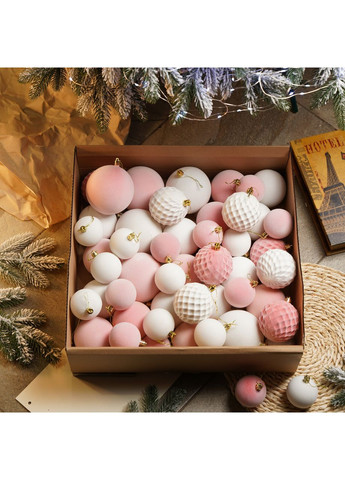 Набор елочных игрушек шаров SGX "Бархат" 40 шт.. Подарочный набор новогодних шаров. Шарики на елку Yalynkar (366964584)