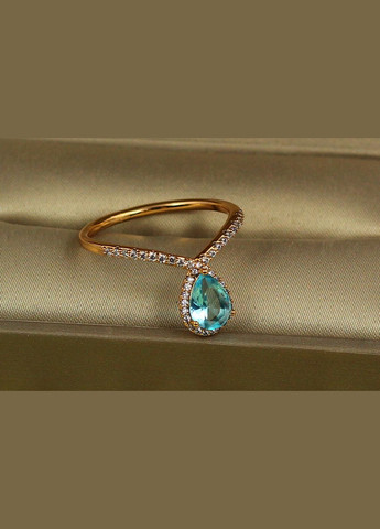 Кольцо Золушка с голубым камнем р золотистое. Xuping Jewelry (317405134)