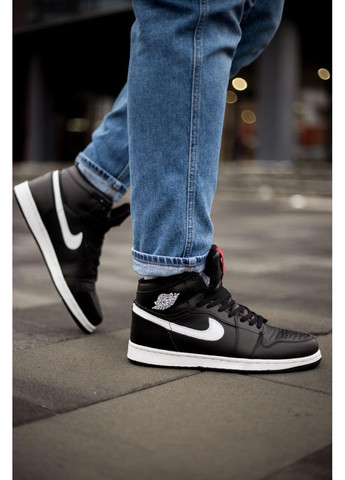 КРОСІВКИ ЖІНОЧІ NIKE AIR JORDAN 1 HIGH BLACK WHITE WINTER НАЙК АІР ДЖОРДАН No Brand чорні демісезони (367178049)